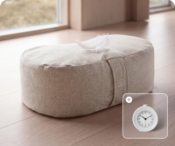Poduszka do medytacji Oasis Memory Foam i budzik Mudita Bell 2